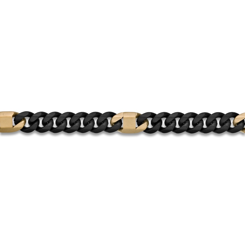 Main Image 2 of Men's Curb Chain Necklace 8mm Black & Yellow Ion-Plated Stainless Steel 22"