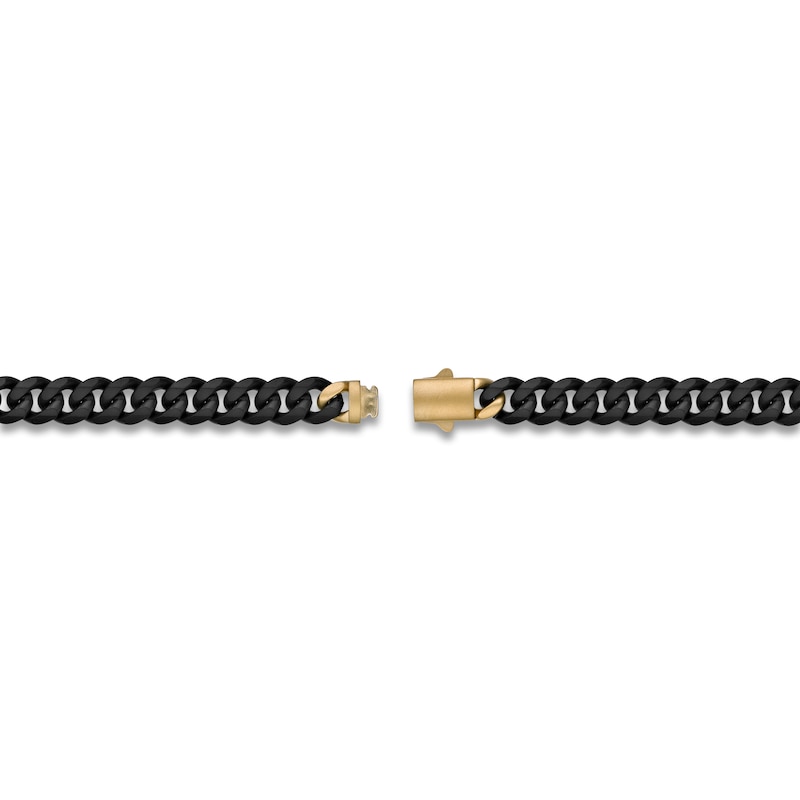 Main Image 3 of Men's Curb Chain Necklace 8mm Black & Yellow Ion-Plated Stainless Steel 22"