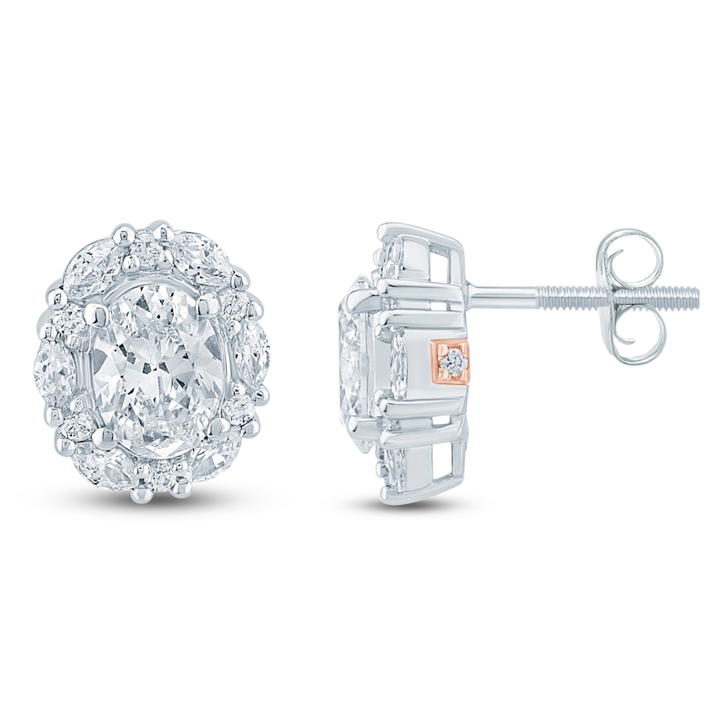 Main Image 3 of Pnina Tornai Oval-Cut Lab-Grown Diamond Halo Stud Earrings 2 ct tw 14K White Gold