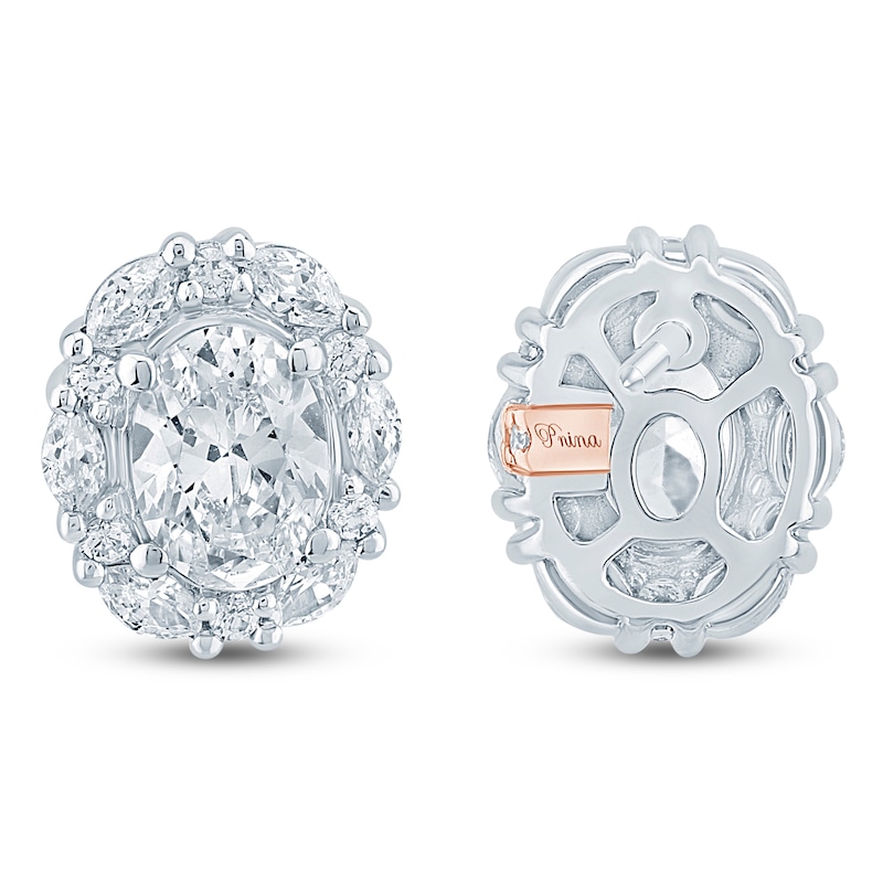 Main Image 4 of Pnina Tornai Oval-Cut Lab-Grown Diamond Halo Stud Earrings 2 ct tw 14K White Gold