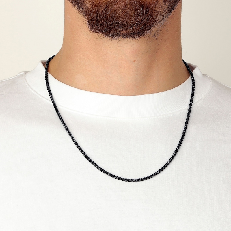 Main Image 4 of Foxtail Chain Necklace 2.5mm Black Ion-Plated Stainless Steel 22"