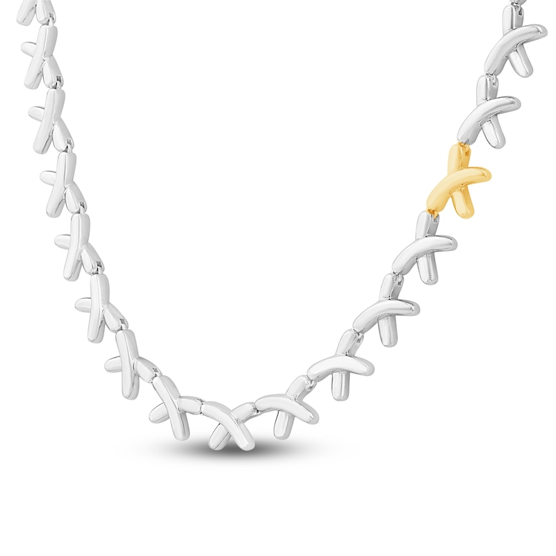 Main Image 2 of Unspoken Crosslink Necklace Silver Sterling & 14K Yellow Gold 17"