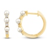 Thumbnail Image 1 of Cultured Pearl & Lab-Grown Diamond Hoop Earrings 1/8 ct tw 14K Yellow Gold