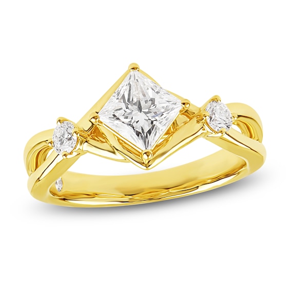 Storied Diamond Desert Sands of Eternity Princess-Cut Engagement Ring 1-1/4 ct tw 18K Yellow Gold