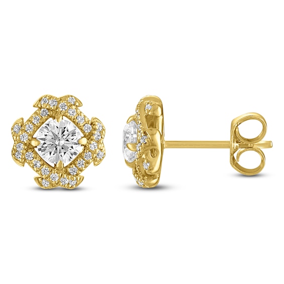 Unspoken Diamond Halo Stud Earrings 1 ct tw 14K Yellow Gold