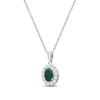 Thumbnail Image 2 of Oval-Cut Natural Emerald & Diamond Halo Necklace 1/4 ct tw 10K White Gold