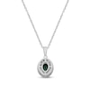Thumbnail Image 3 of Oval-Cut Natural Emerald & Diamond Halo Necklace 1/4 ct tw 10K White Gold