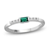 Thumbnail Image 1 of Rectangle-Cut Lab-Created Emerald & White Lab-Created Sapphire Stackable Ring Sterling Silver