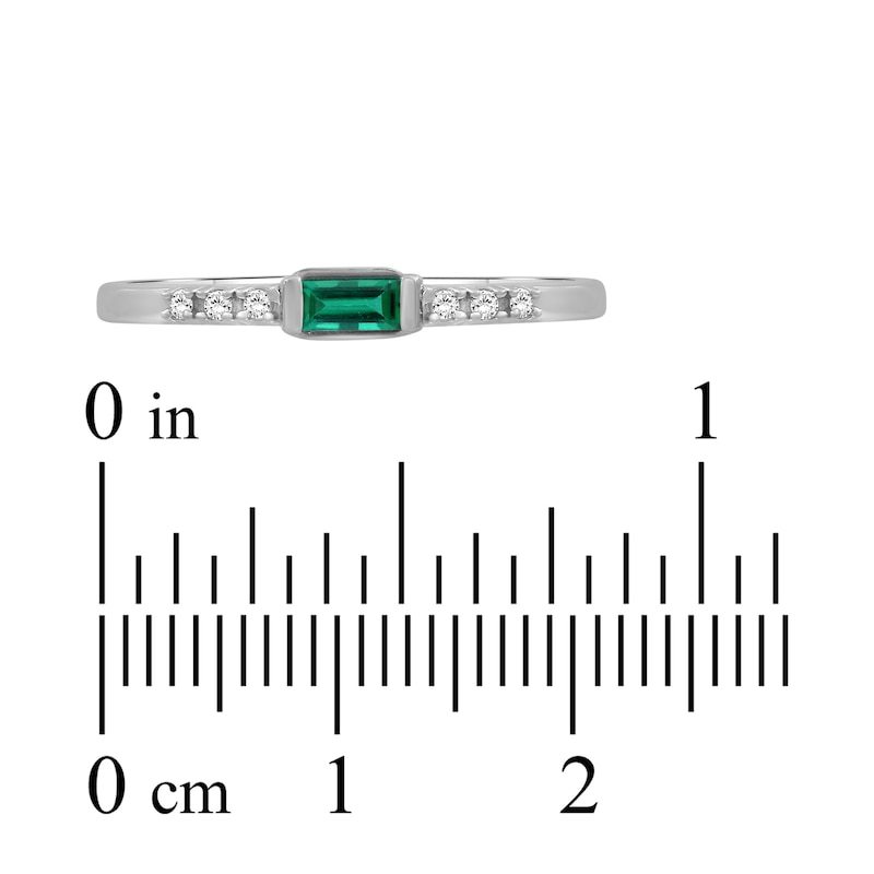 Main Image 3 of Rectangle-Cut Lab-Created Emerald & White Lab-Created Sapphire Stackable Ring Sterling Silver
