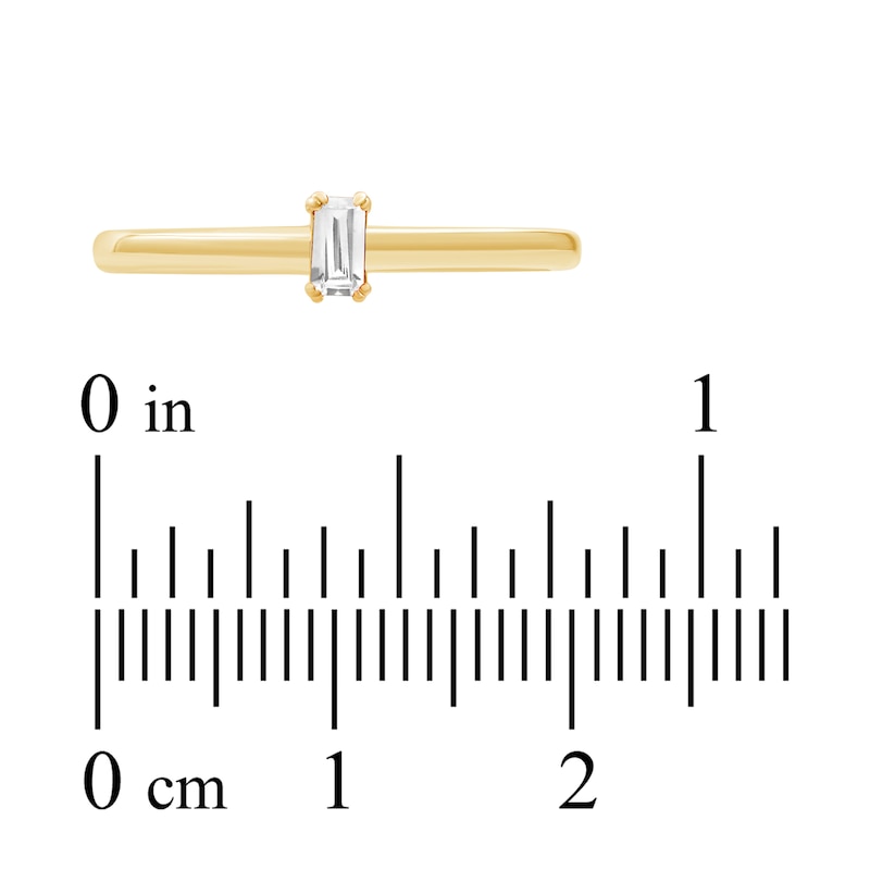 Main Image 3 of Baguette-Cut White Topaz Solitaire Stackable Ring 10K Yellow Gold