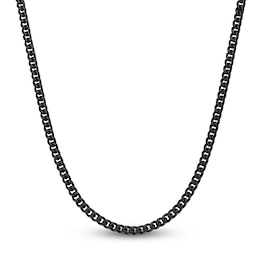 Cuban Curb Chain Necklace 6mm Black Ion-Plated Solid Stainless Steel 24"
