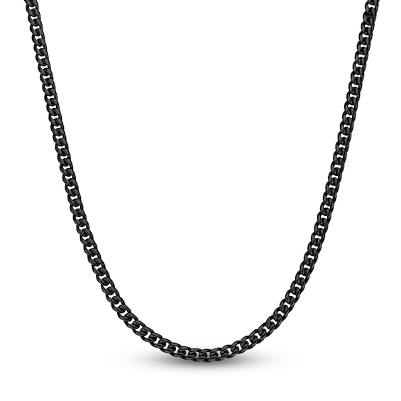 Cuban Curb Chain Necklace 6mm Black Ion-Plated Solid Stainless Steel 24"