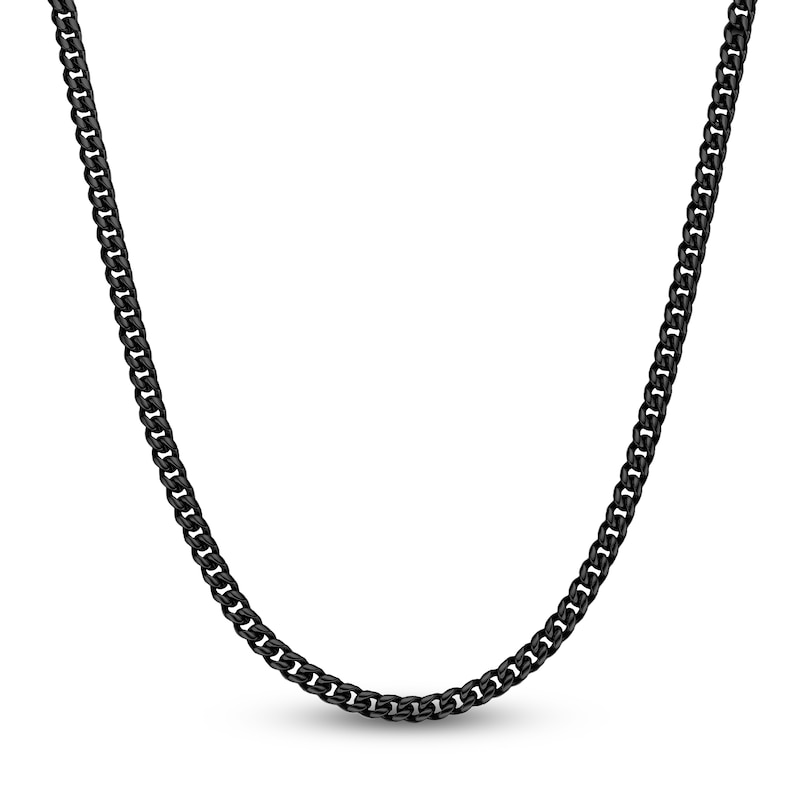 Main Image 1 of Cuban Curb Chain Necklace 6mm Black Ion-Plated Solid Stainless Steel 24"