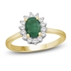 Thumbnail Image 1 of Oval-Cut Emerald & Diamond Starburst Halo Ring 1/5 ct tw 14K Yellow Gold