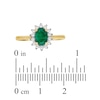 Thumbnail Image 3 of Oval-Cut Emerald & Diamond Starburst Halo Ring 1/5 ct tw 14K Yellow Gold