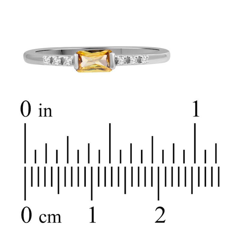 Main Image 3 of Baguette-Cut Citrine & White Lab-Created Sapphire Stackable Ring Sterling Silver