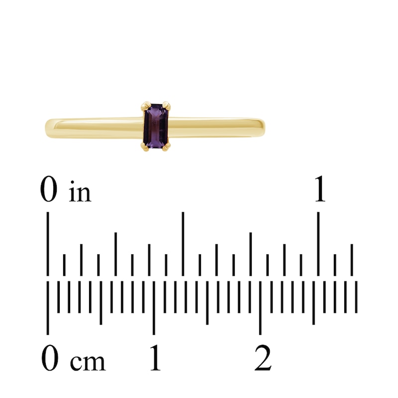 Main Image 3 of Baguette-Cut Amethyst Solitaire Stackable Ring 10K Yellow Gold