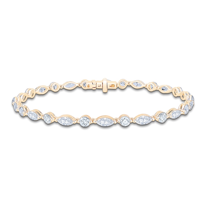 Main Image 1 of Jared Signature Marquise & Round-Cut Lab-Grown Diamond Line Bracelet 5 ct tw 14K Yellow Gold 7"