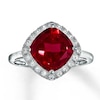 Thumbnail Image 0 of Lab-Created Ruby Ring  Lab-Created Sapphires 10K White Gold