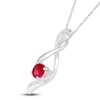 Thumbnail Image 0 of Lab-Created Ruby Necklace Diamond Accents Sterling Silver