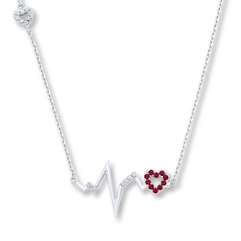 Main Image 1 of Lab-Created Ruby Necklace Lab-Created Sapphires Sterling Silver
