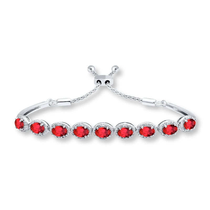 Main Image 1 of Lab-Created Ruby Bolo Bracelet Sterling Silver