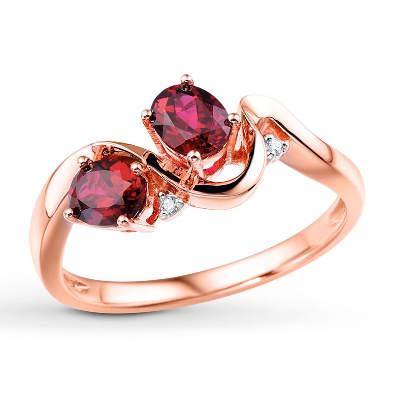 Lab-Created Ruby Ring Diamond Accents 10K Rose Gold