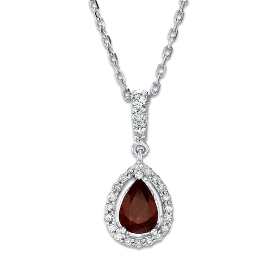 Natural Ruby Necklace 1/6 ct tw Diamonds 14K White Gold Jared