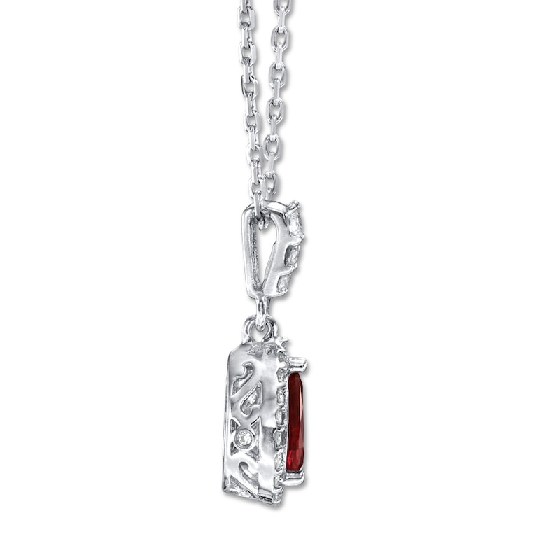 Main Image 2 of Natural Ruby Necklace 1/6 ct tw Diamonds 14K White Gold