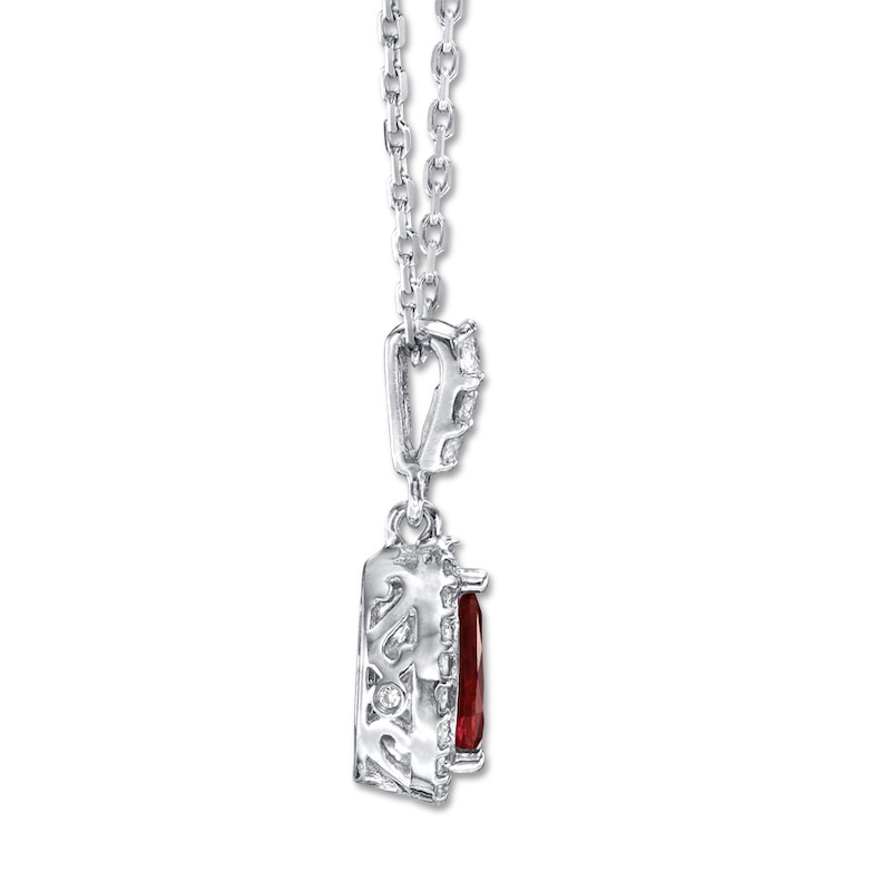 Natural Ruby Necklace 1/6 ct tw Diamonds 14K White Gold