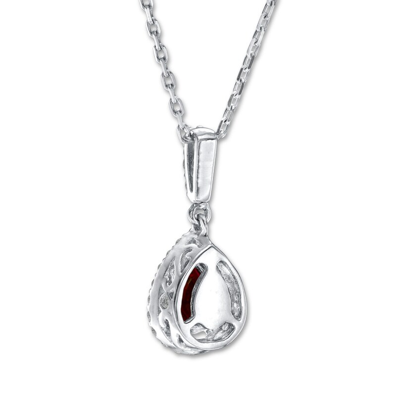 Main Image 4 of Natural Ruby Necklace 1/6 ct tw Diamonds 14K White Gold