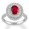 Natural Ruby Ring 7/8 ct tw Diamonds 14K White Gold