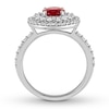 Thumbnail Image 1 of Natural Ruby Ring 7/8 ct tw Diamonds 14K White Gold