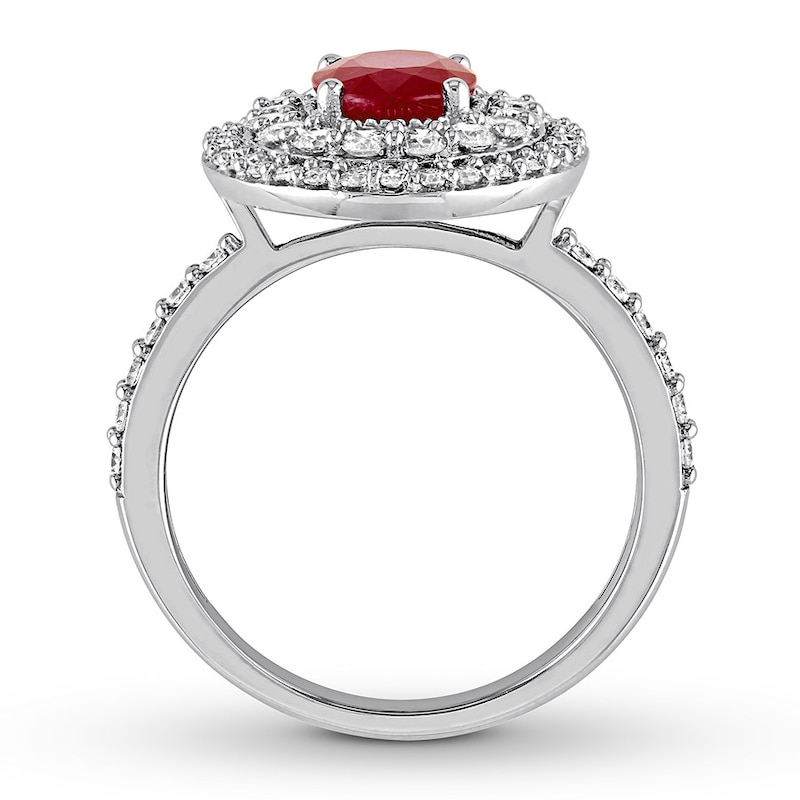 Main Image 2 of Natural Ruby Ring 7/8 ct tw Diamonds 14K White Gold
