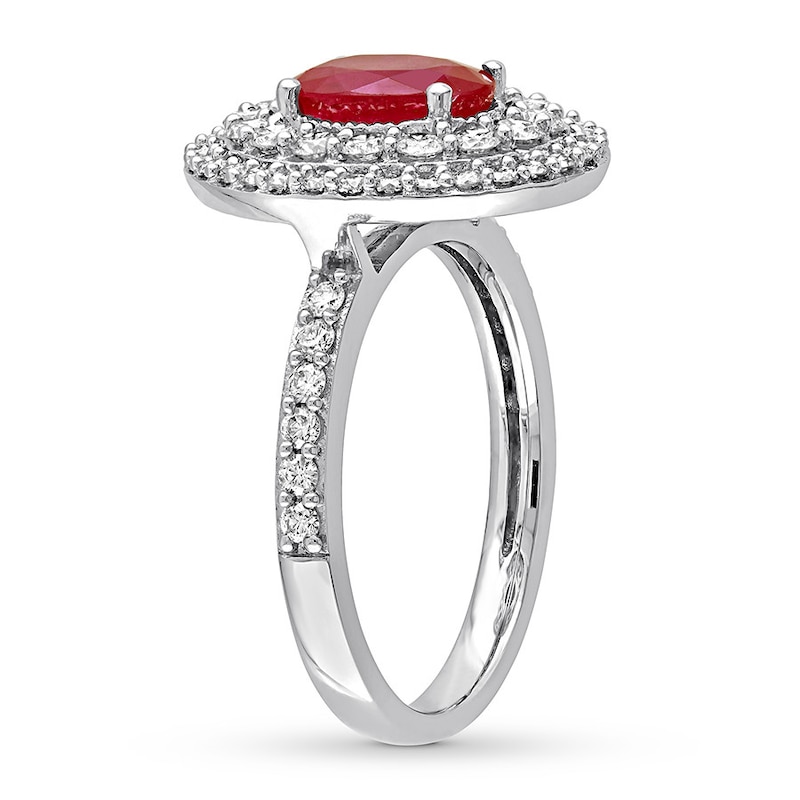Main Image 3 of Natural Ruby Ring 7/8 ct tw Diamonds 14K White Gold