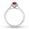 Thumbnail Image 2 of Natural Ruby Ring 1/4 ct tw Diamonds 14K White Gold