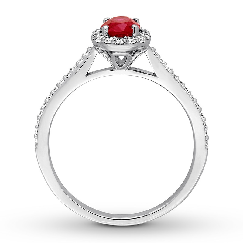 Main Image 2 of Natural Ruby Ring 1/4 ct tw Diamonds 14K White Gold