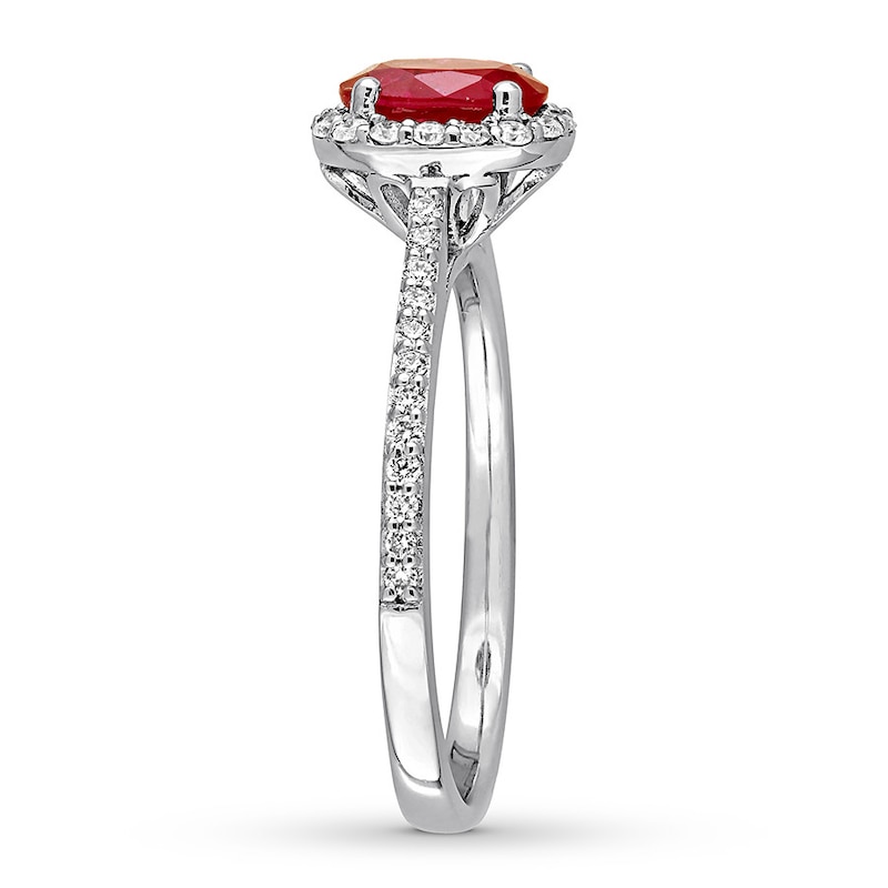 Main Image 3 of Natural Ruby Ring 1/4 ct tw Diamonds 14K White Gold