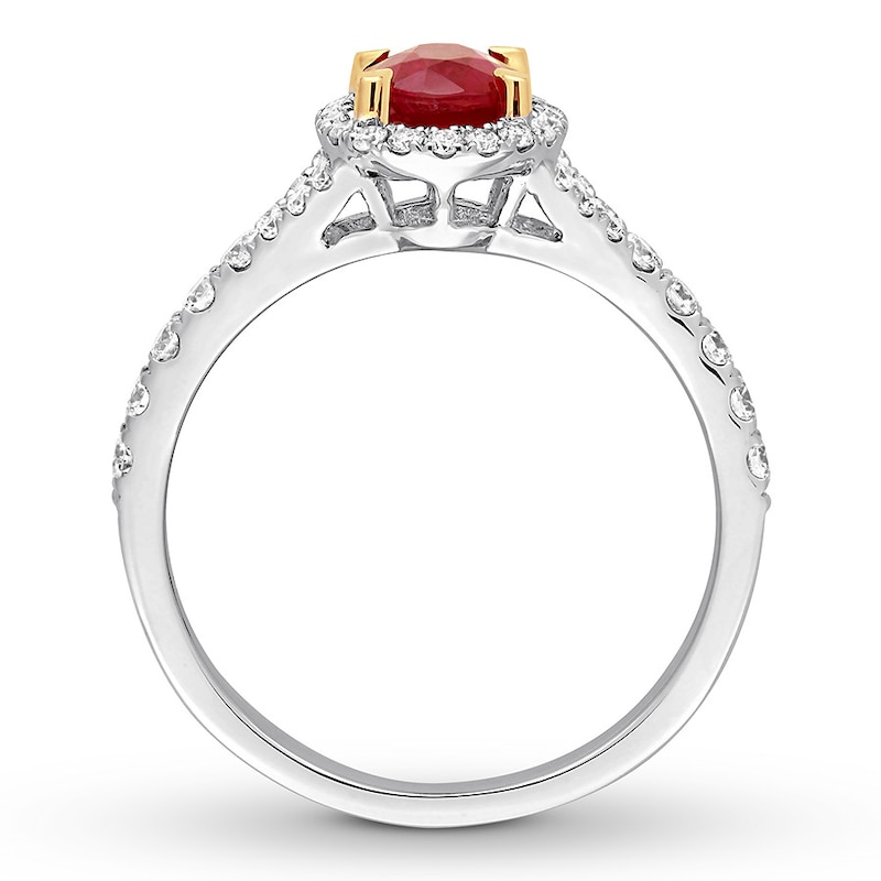 Main Image 2 of Natural Ruby Ring 1/2 ct tw Diamonds 14K White Gold