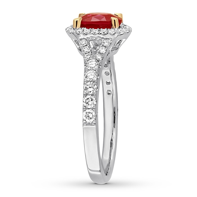 Main Image 3 of Natural Ruby Ring 1/2 ct tw Diamonds 14K White Gold