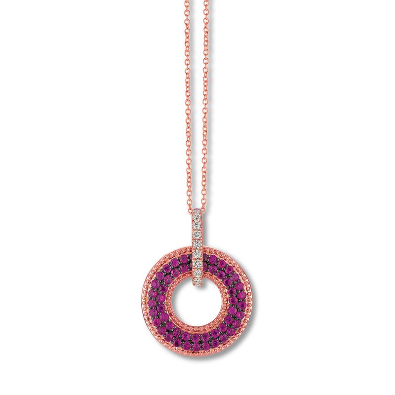 Main Image 1 of Le Vian Natural Ruby Necklace 5/8 ct tw Diamonds 14K Gold