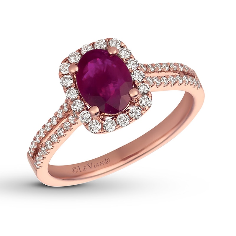 Le Vian Ruby Ring 3/8 ct tw Diamonds 14K Strawberry Gold