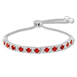 Lab-Created Ruby Bracelet 1/8 ct tw Diamonds Sterling Silver