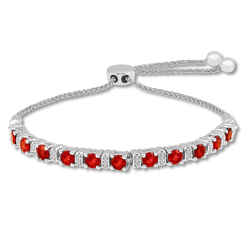 Lab-Created Ruby Bracelet 1/8 ct tw Diamonds Sterling Silver