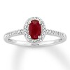 Thumbnail Image 1 of Natural Ruby Ring 1/8 ct tw Diamonds 10K White Gold