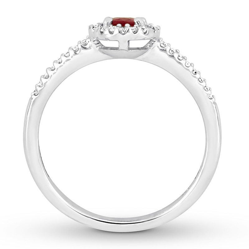 Natural Ruby Ring 1/8 ct tw Diamonds 10K White Gold