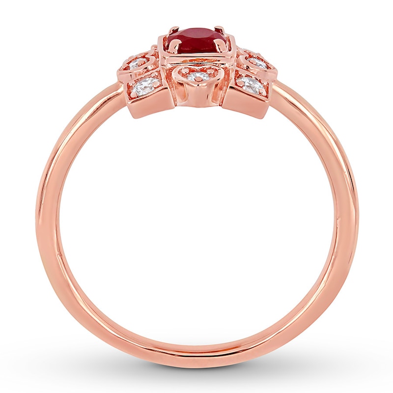 Natural Ruby Ring 1/5 ct tw Diamonds 10K Rose Gold