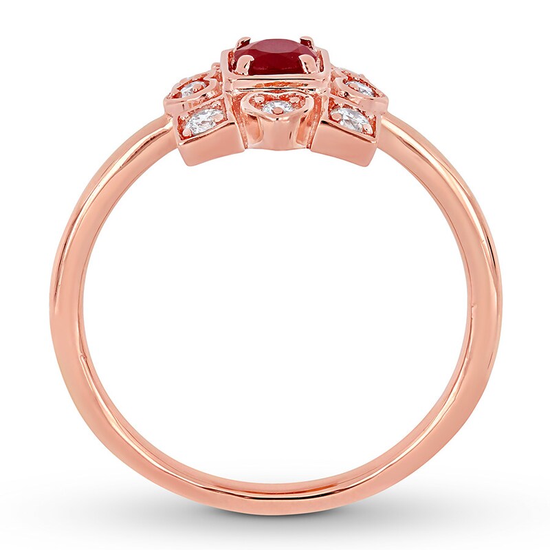 Natural Ruby Ring 1/5 ct tw Diamonds 10K Rose Gold
