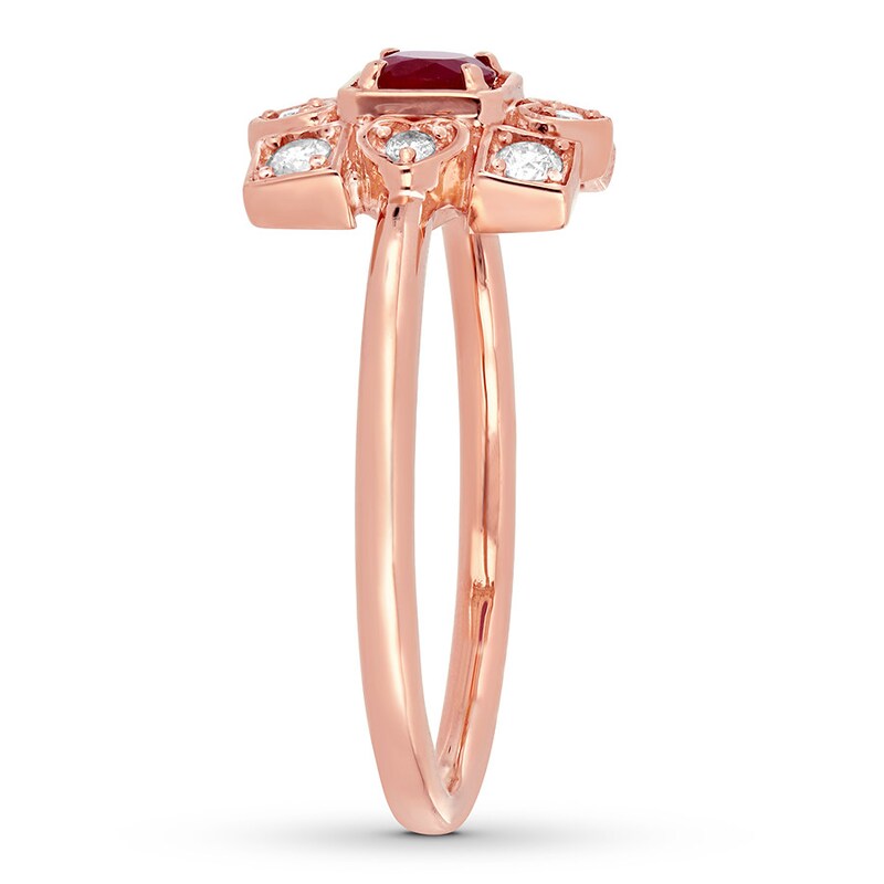Natural Ruby Ring 1/5 ct tw Diamonds 10K Rose Gold