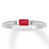 Thumbnail Image 0 of Natural Ruby Stackable Ring 1/10 ct tw Diamonds 10K White Gold